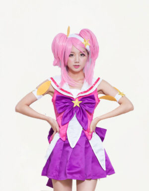LOL League of Legends Star Guardian Xayah Pink Light Cosplay Costume Outfit Suit 
